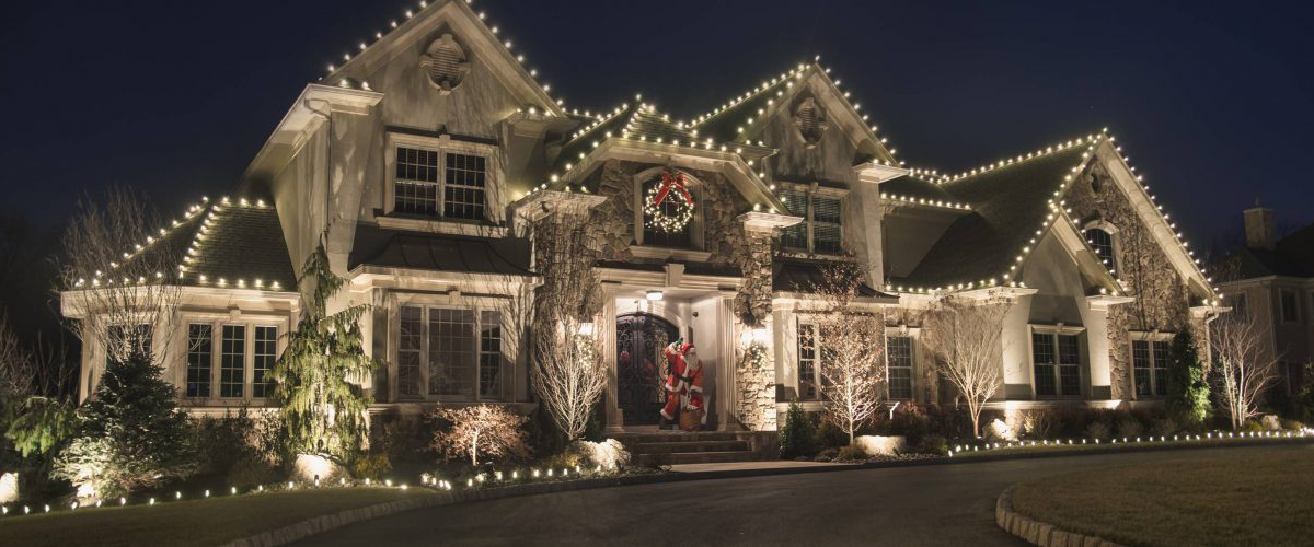 Holiday lights on house
